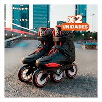 Pack2 Equipo Patines Estilo Libre Ollie Rojo y Negro T39 Patinaje Lineal Y+Papel Regalo
